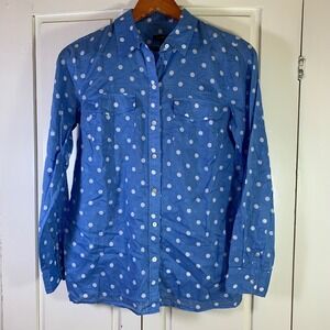Talbots Polka Dot Button Down‎ Shirt Long Sleeve Cotton XS
